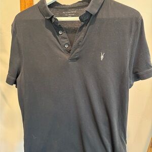 All Saints Dark Grey Polo Top - Large